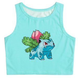 Pokemon Ivysaur Women's Crop Top, Blue, SM/XS Costume/Sexy Cropped Top NWOT